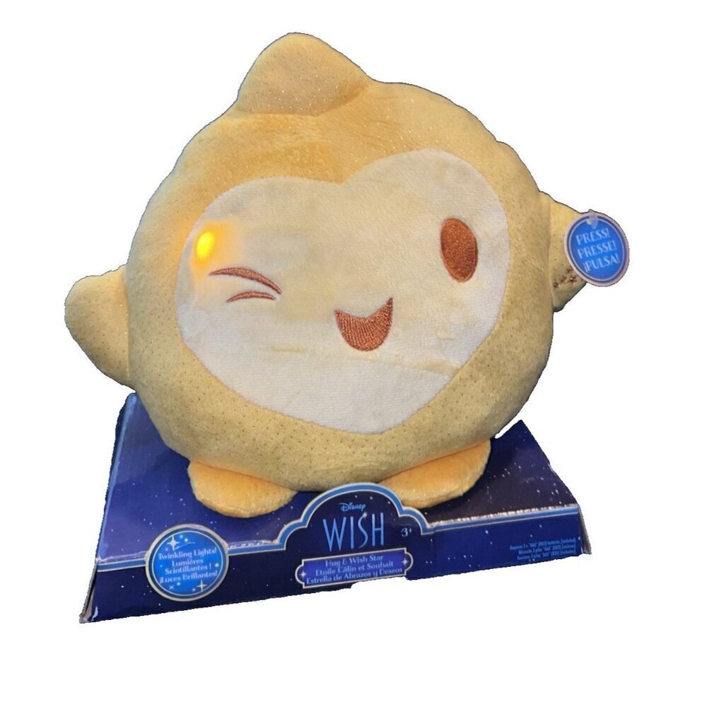 NEW Just Play Disney Wish Hug & Wish Star 10in Glowing Plush Star Soothing Night